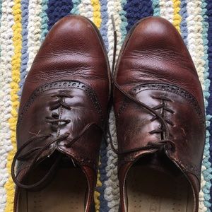 Vintage Red Leather Lace Up Boyfriend Loafers